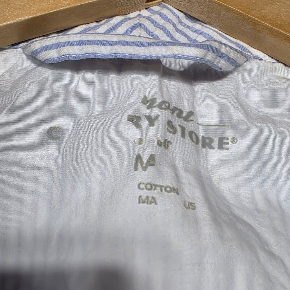Vermont Country Store Robe Womens Medium Blue Seersucker Cotton Striped Belted - Picture 3 of 8